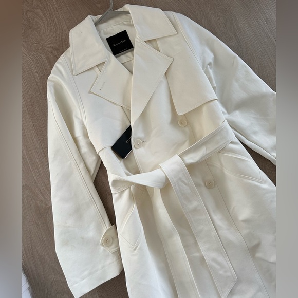 Massimo Dutti trench coat duster casual classic cream off-white with belt - Picture 2 of 12